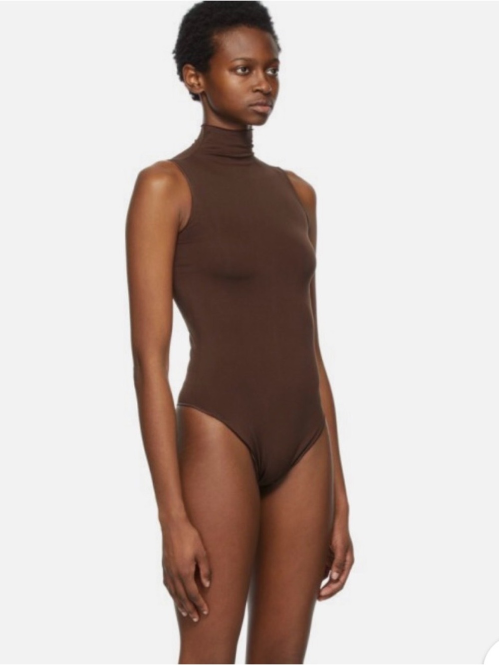 SKIMS Essential Mock Neck Bodysuit Sleeveless Cocoa Brown 
small